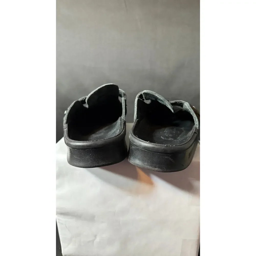 Birkenstock Boston Super Grip Black Leather Clogs Slip Resistant Mens 10
